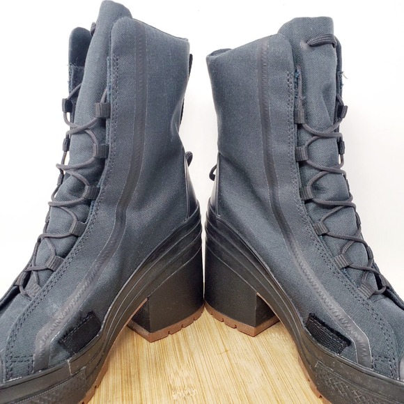 Converse Chuck Taylor All Star De Lux Heel Shoes Womens 8 Black Lug Hi Sneaker - Picture 6 of 15